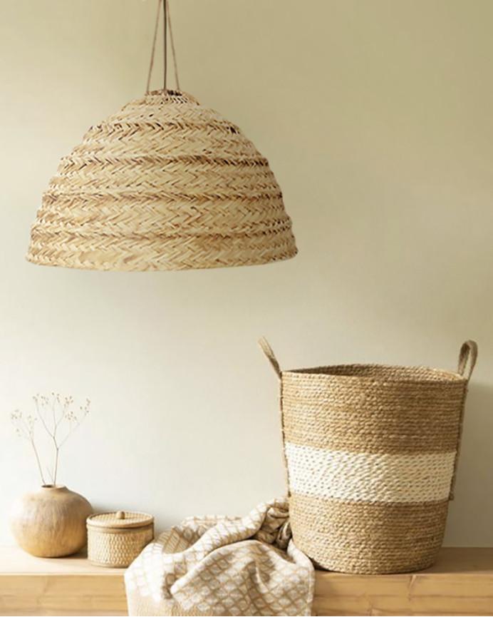 Runde Deckenlampe aus naturbelassenem Espartogras in verschiedenen Größen