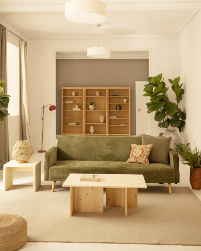 Massiver Couchtisch aus Naturholz, 40x100cm