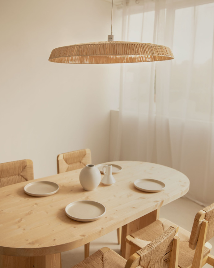 Deckenlampe aus Rattan und Eisen mit Ø74 cm