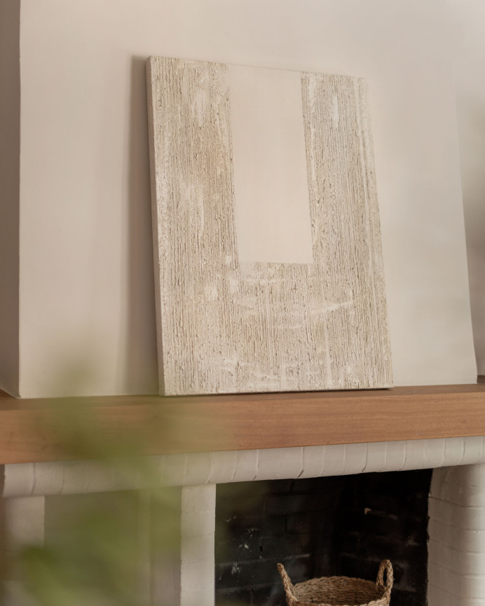 Dekoratives beigebraunes Gemälde auf Leinwand mit handbemaltem Holzrahmen in verschiedenen Maßen mit Ölfarbe.