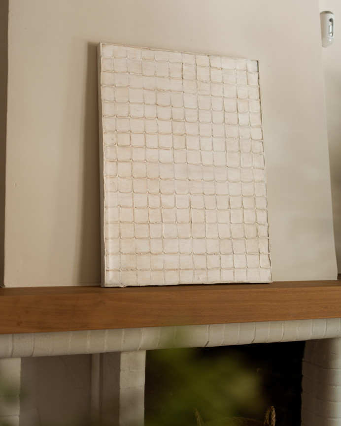 Dekoratives beige Gemälde auf Baumwollleinwand mit handbemaltem Holzrahmen in verschiedenen Größen mit Ölfarbe.