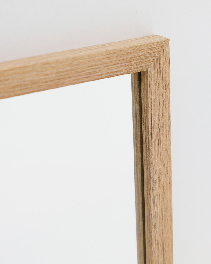 Dreiteiliges Set aus rechteckigen Wandspiegeln aus Holz in natürlicher Farbe, 90x30cm.