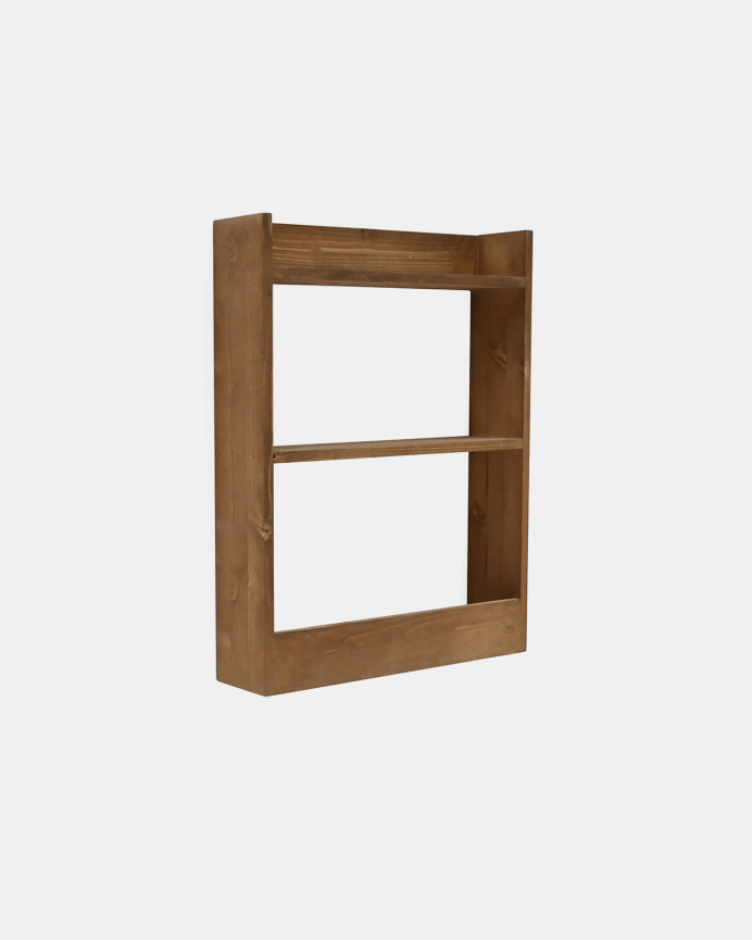 Estantería de madera maciza tres estantes acabado roble oscuro 60x45cm
