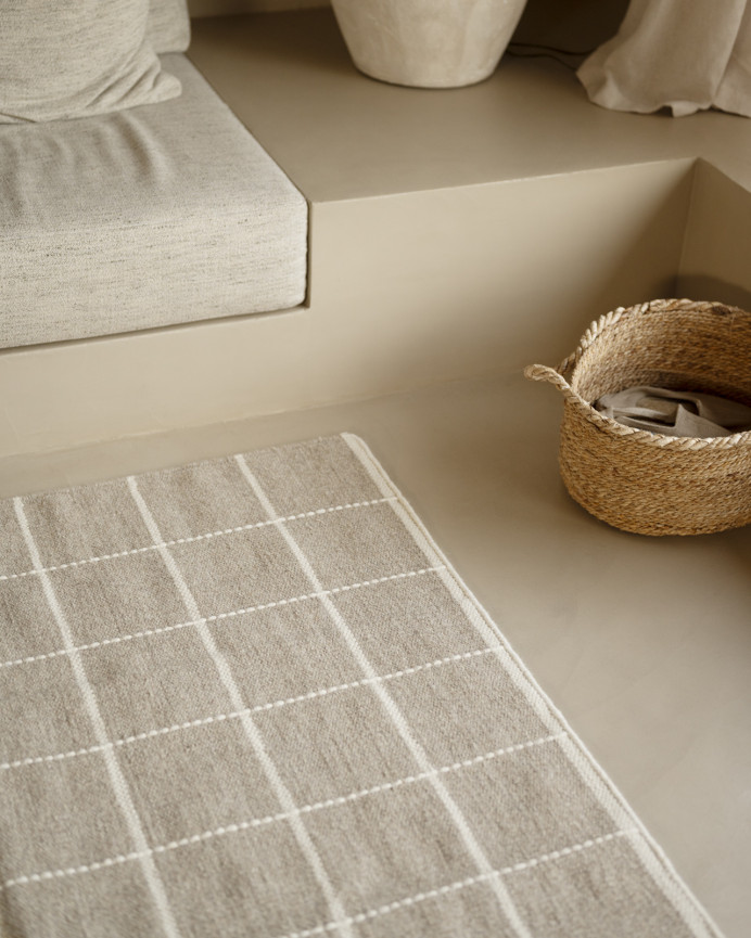 Wollteppich in Taupe in verschiedenen Größen