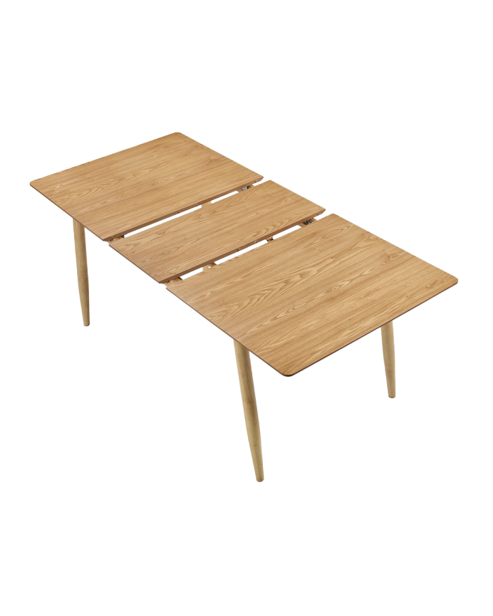 Erweiterbarer Esstisch aus natürlichem Holz, 150-190 cm.