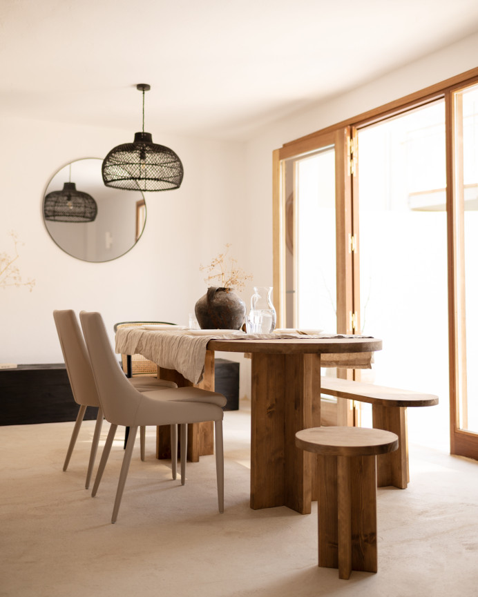 Massiver Hocker aus dunkler Eichenholzfarbe, 45x35cm