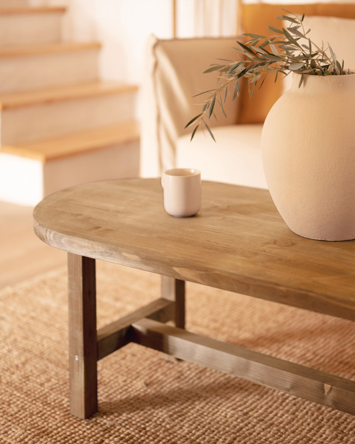 Massiver Eichholz-Couchtisch in dunkler Eiche von 120x40 cm.
