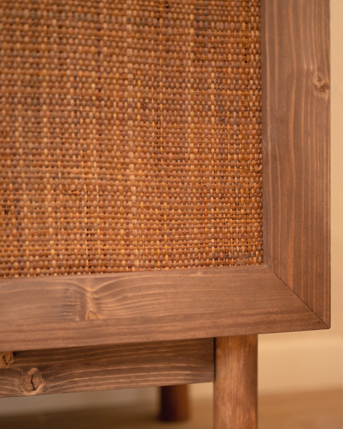 Massivholz- und Rattanschrank in Walnusston 180x80cm