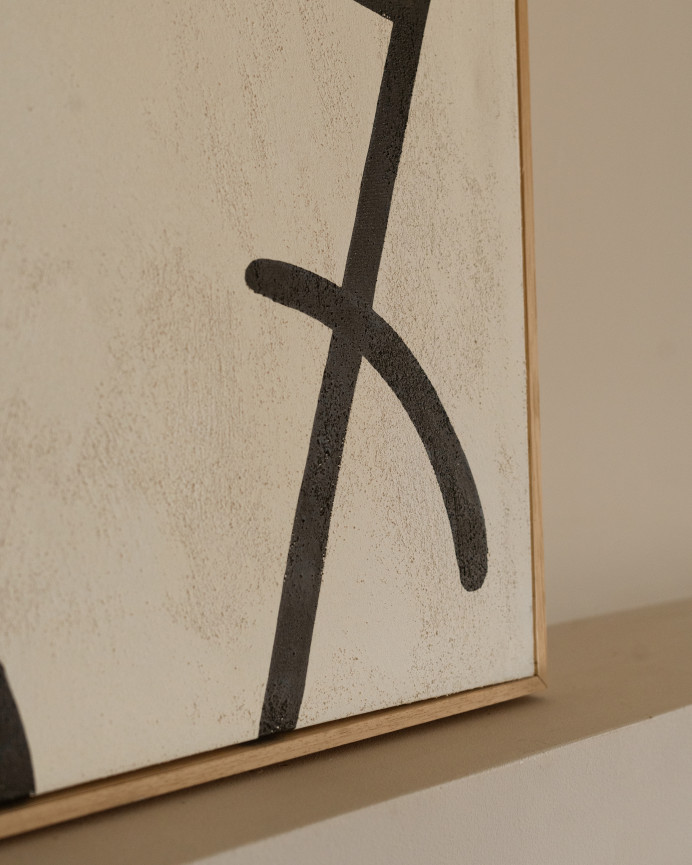 Dekoratives Schwarz-Weiß-Bild auf Baumwollleinwand mit handbemaltem Holzrahmen, das in verschiedenen Größen erhältlich ist.