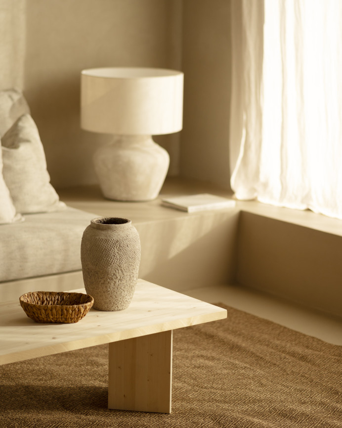 Massivholz-Couchtisch in Naturton, 120x55cm