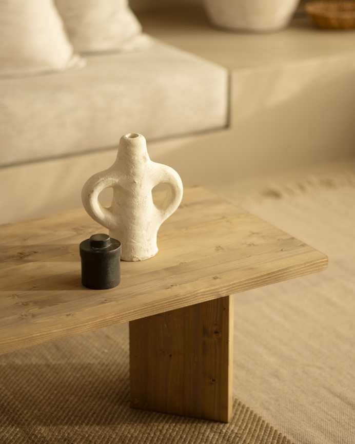 Massivholz-Couchtisch in dunklem Eichenholzton von 120x55cm