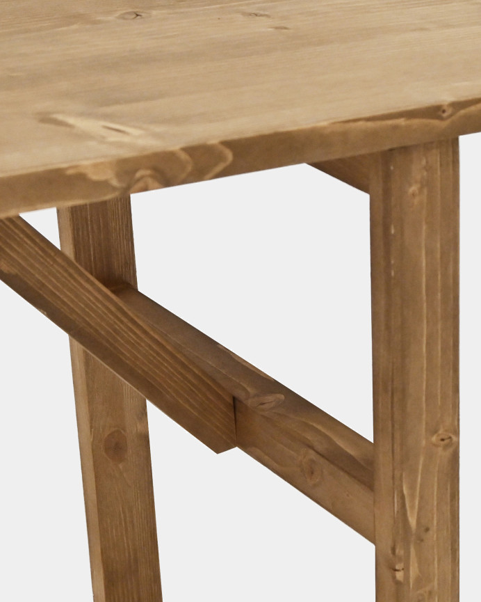 Massive Holzhocker in dunklem Eichenfarbton, 120x45cm.