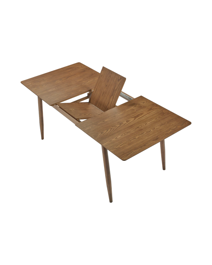 Erweiterbarer Esstisch aus dunklem Eichenholz von 150-190 cm.