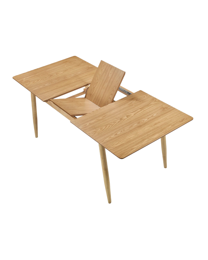 Erweiterbarer Esstisch aus natürlichem Holz, 150-190 cm.