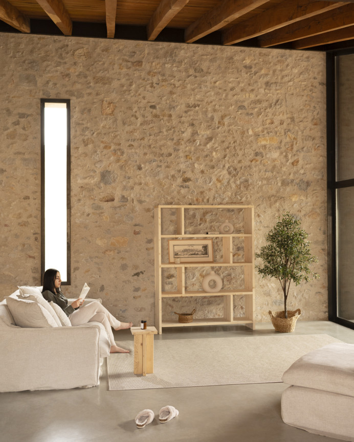 Regal aus massiver Naturholzton-Regalregal, 180x140 cm.