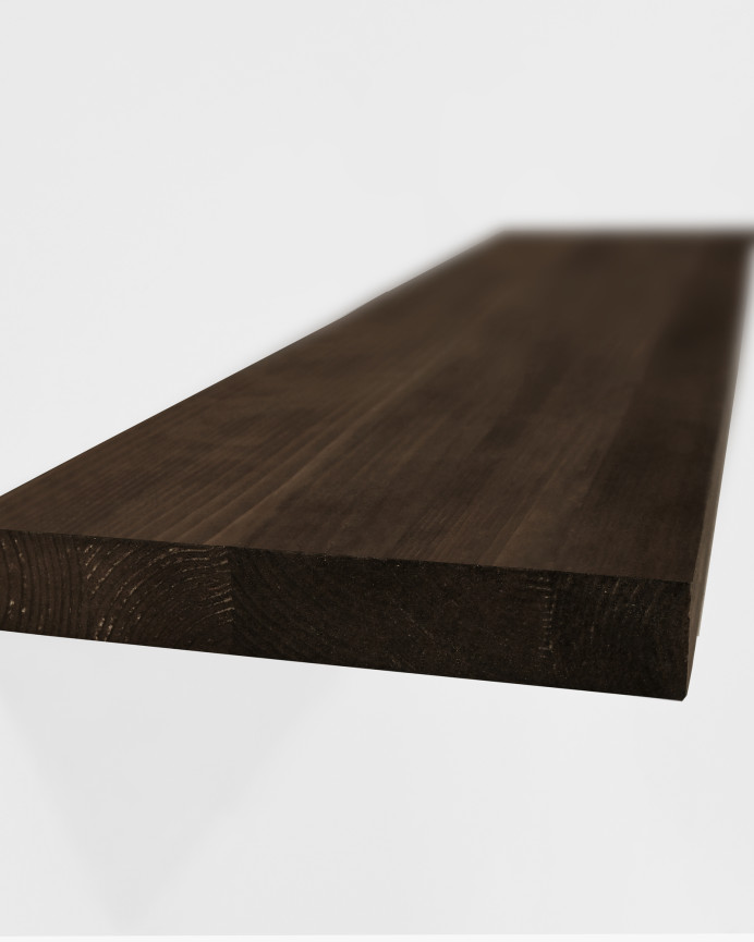 Packen Sie 3 Massivholz-Schweberegale mit Nussbaum-Finish in verschiedenen Größen.