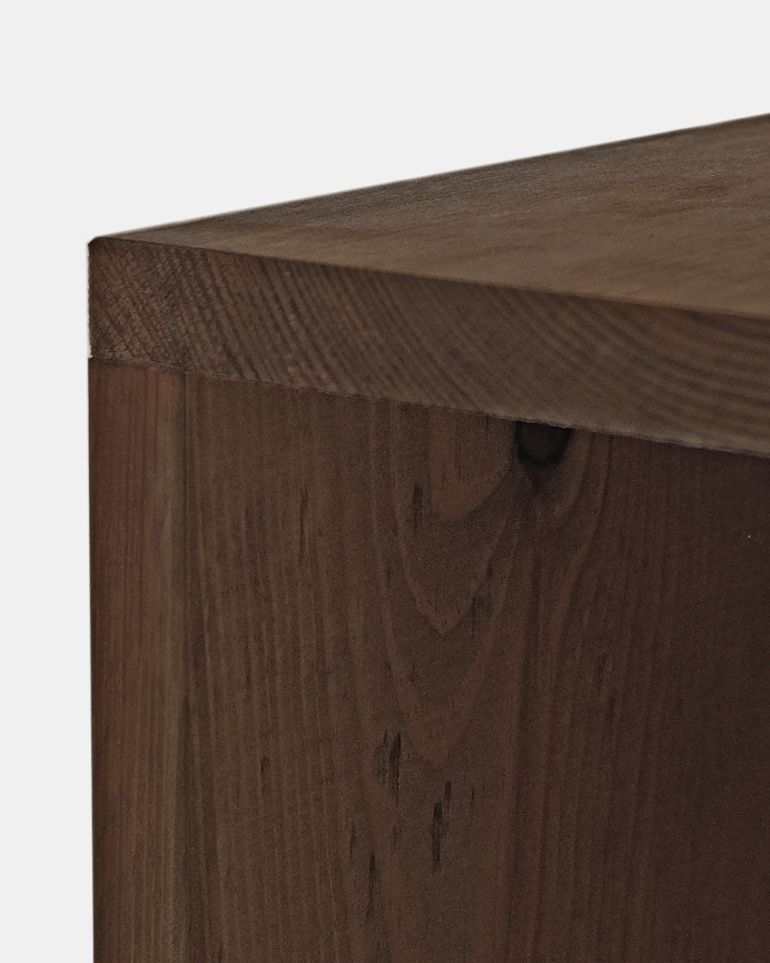 Pack 2 massives Nachttischchen oder Beistelltische aus Massivholz in Nussbaumton 60x20cm.