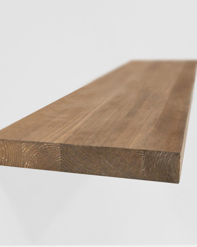 Verpacken Sie 2 massive Holzschwimmregale mit dunkler Eichenoberfläche in verschiedenen Größen.