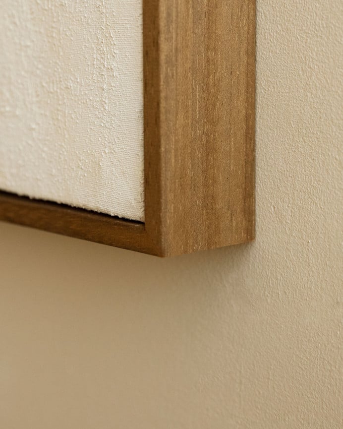 Beige und grünes dekoratives Gemälde auf Baumwollstoff mit handbemaltem Holzrahmen in verschiedenen Maßen mit Ölfarbe.