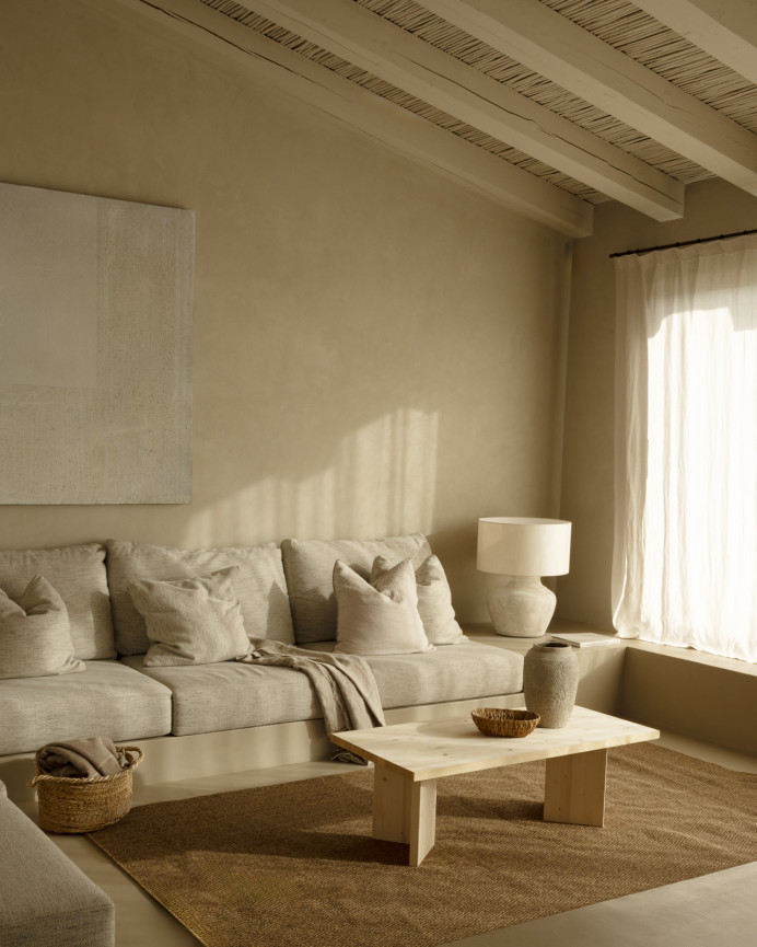 Massivholz-Couchtisch in Naturton, 120x55cm