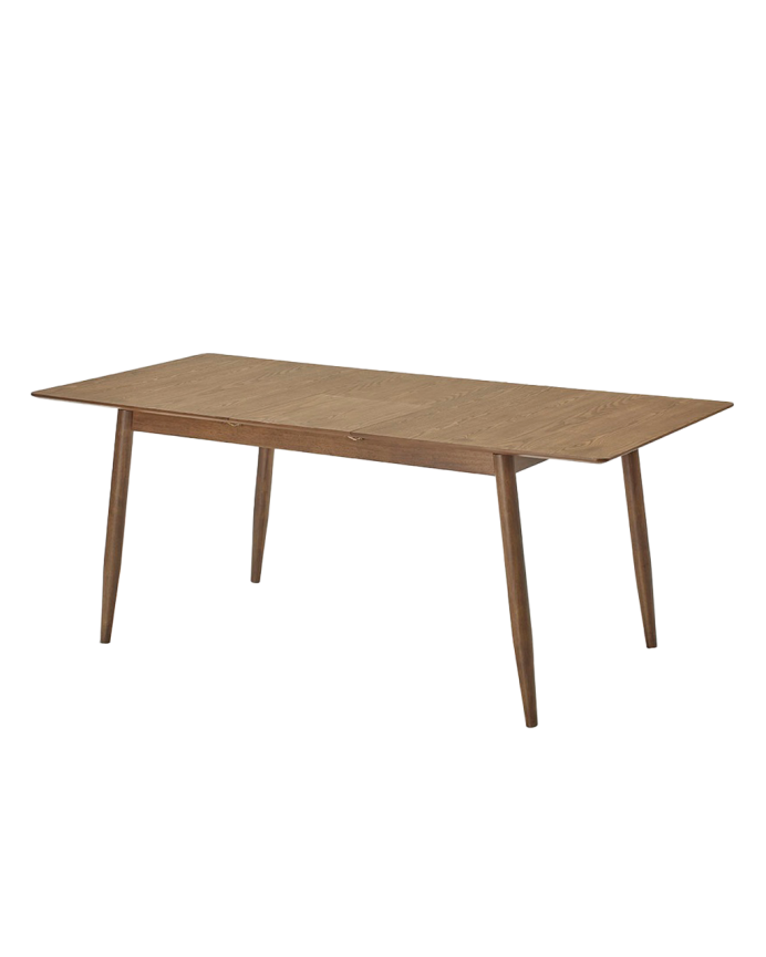 Erweiterbarer Esstisch aus dunklem Eichenholz von 150-190 cm.