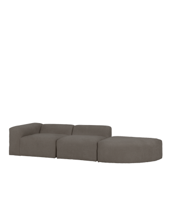 Sofa mit 3 Modulen mit Bouclé-Kurve in dunkelgrau, 320x110cm.