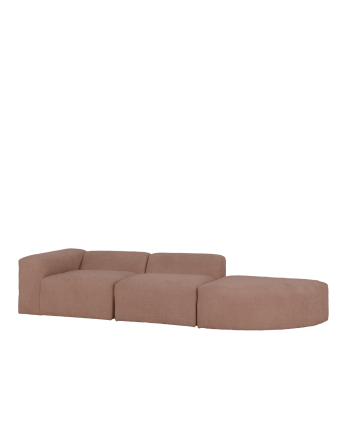 3-Modul-Sofa mit rosa Bouclé-Kurve 320x110cm.