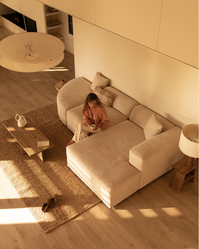 Sofa 3 geschwungene Module mit rechter Chaiselongue, 320x172cm