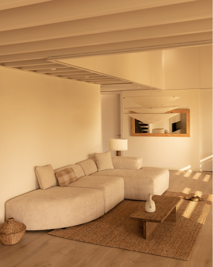 Sofa 3 geschwungene Module mit rechter Chaiselongue, 320x172cm