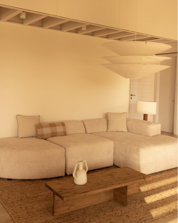 Sofa 3 geschwungene Module mit rechter Chaiselongue, 320x172cm
