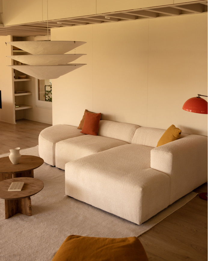 Sofa 3 geschwungene Module mit rechter Chaiselongue, 320x172cm