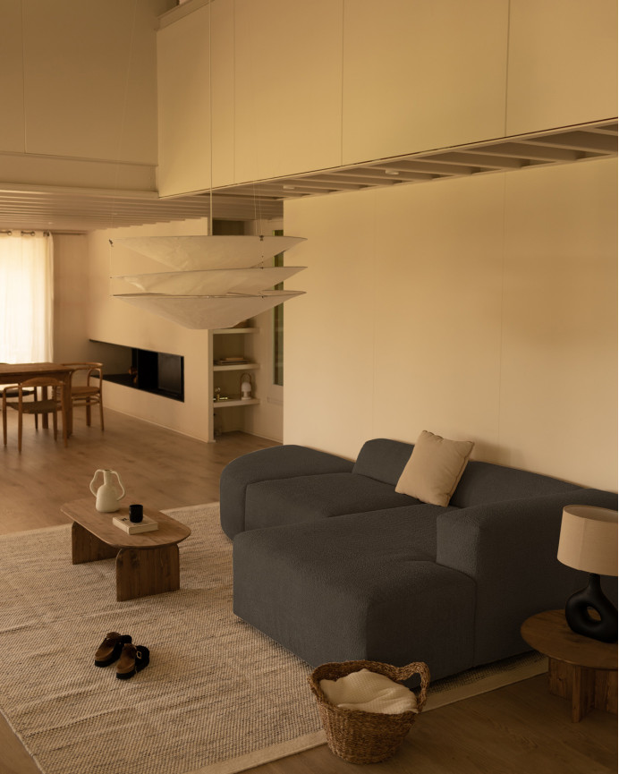 Sofa 3 geschwungene Module mit rechter Chaiselongue, 320x172cm