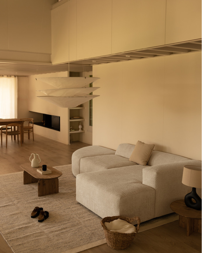 Sofa 3 geschwungene Module mit rechter Chaiselongue, 320x172cm