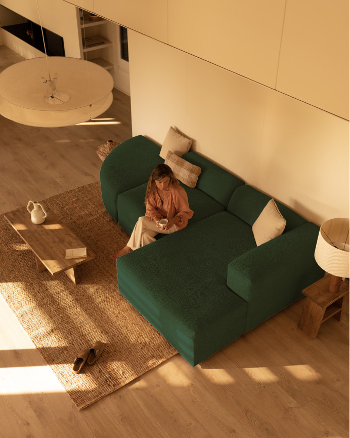 Sofa 3 geschwungene Module mit rechter Chaiselongue, 320x172cm