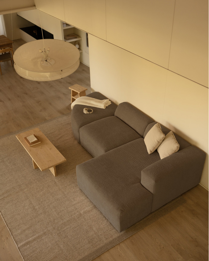 Sofa 3 geschwungene Module mit rechter Chaiselongue, 320x172cm