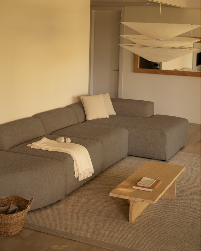 Sofa 3 geschwungene Module mit rechter Chaiselongue, 320x172cm