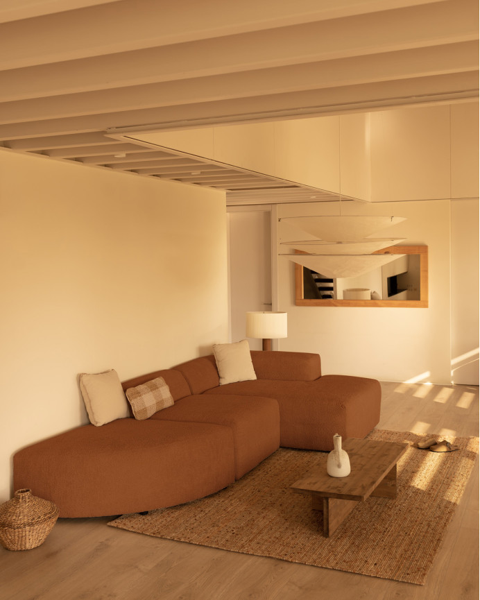 Sofa 3 geschwungene Module mit rechter Chaiselongue, 320x172cm