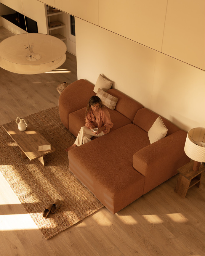 Sofa 3 geschwungene Module mit rechter Chaiselongue, 320x172cm