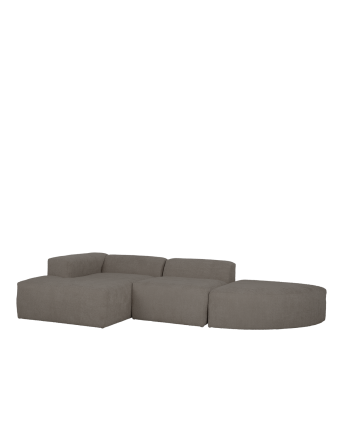3 Module geschwungenes Sofa mit Chaiselongue in dunkelgrauem Bouclé 320x172cm