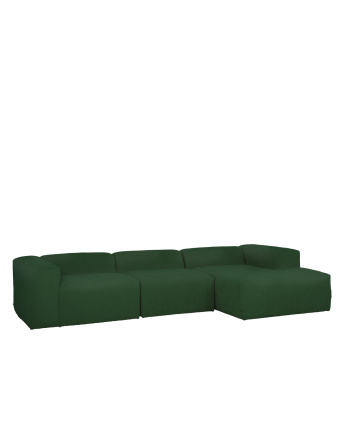 3-teiliges Sofa mit grüner Bouclé-Chaiselongue, 330x172cm