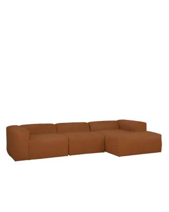 3-teiliges Sofa mit Recamiere aus Bouclé in Kupferfarbe 330x172cm