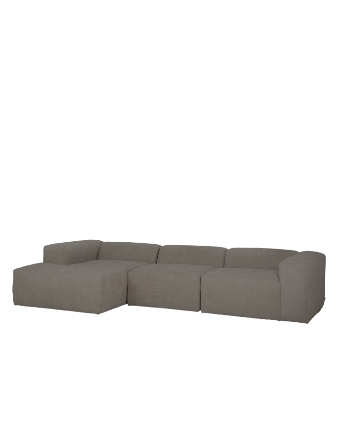 3-teiliges Sofa mit Chaiselongue aus dunkelgrauem Bouclé 330x172cm