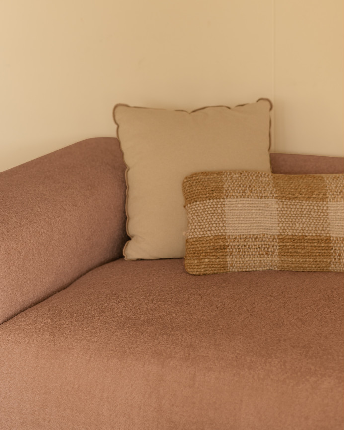 3-Modul-Sofa mit rosa Schleifenbouclé-Chaiselongue 330x172cm