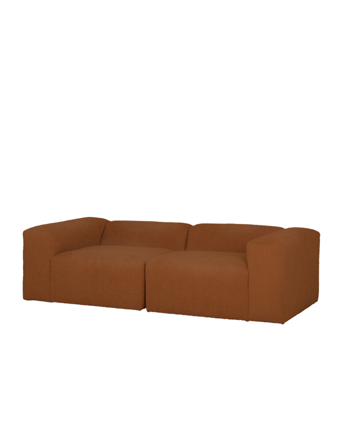 Zweiteiliges Bouclé-Sofa in Kupferfarbe 240x110cm