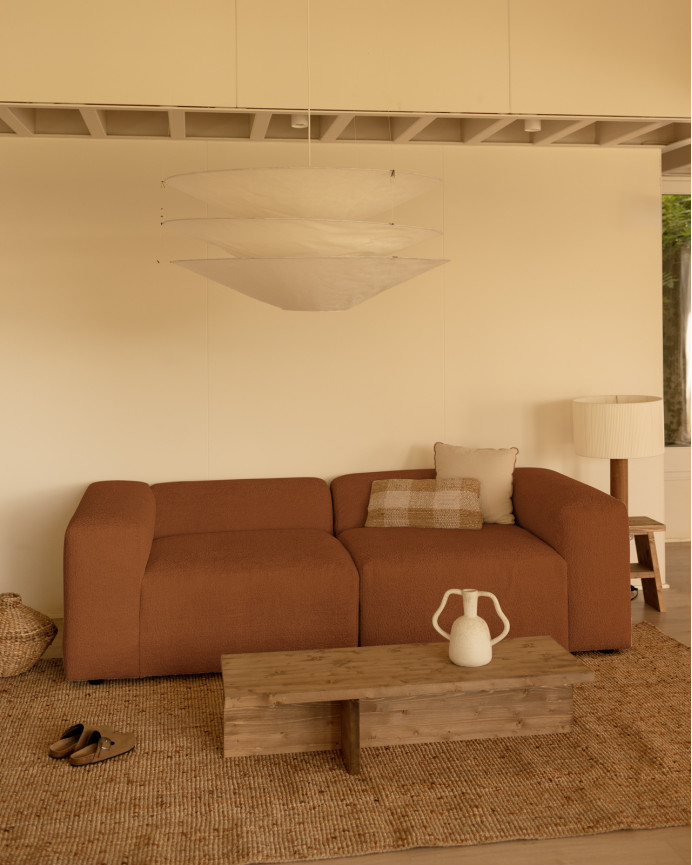 Zweiteiliges Bouclé-Sofa in Kupferfarbe 240x110cm