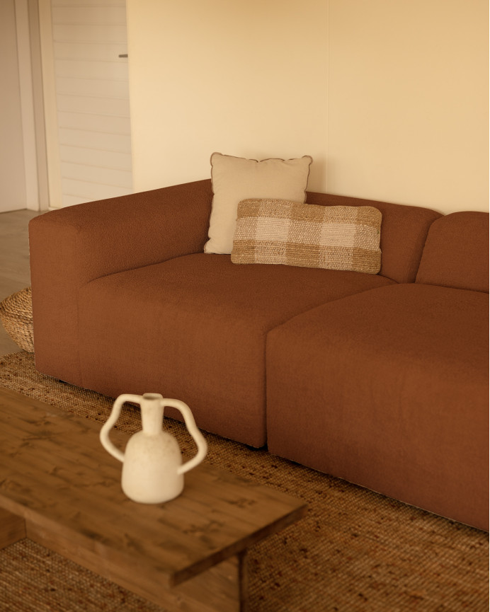 Zweiteiliges Bouclé-Sofa in Kupferfarbe 240x110cm