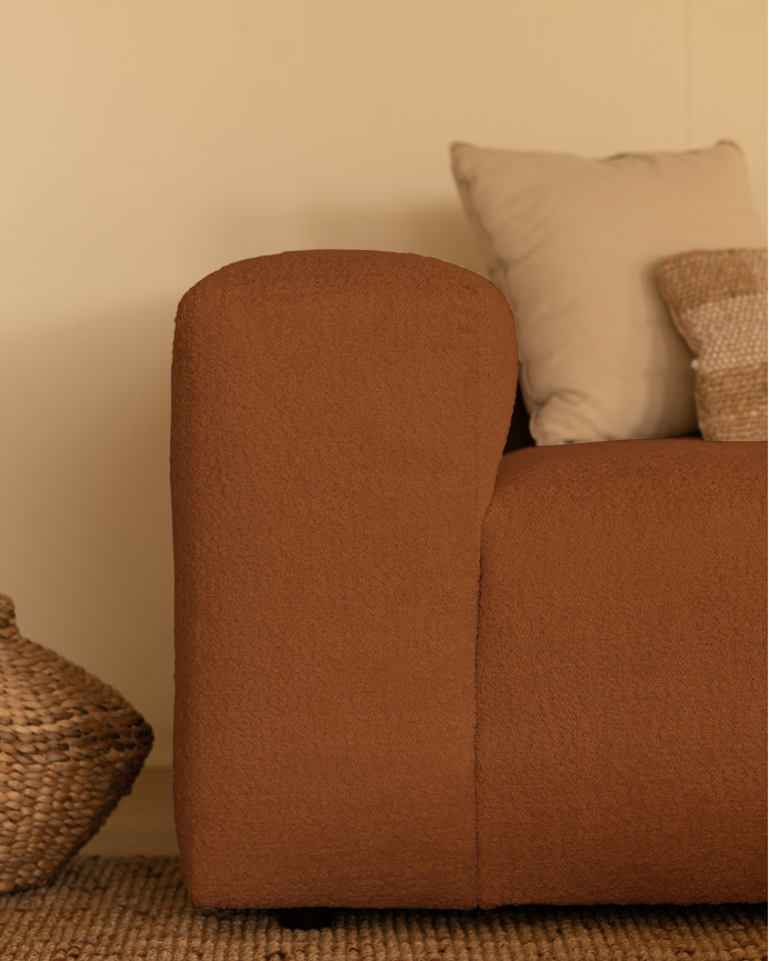 Zweiteiliges Bouclé-Sofa in Kupferfarbe 240x110cm