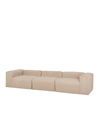 Dreisitzer-Sofa aus bouclé in beige, 330x110 cm.