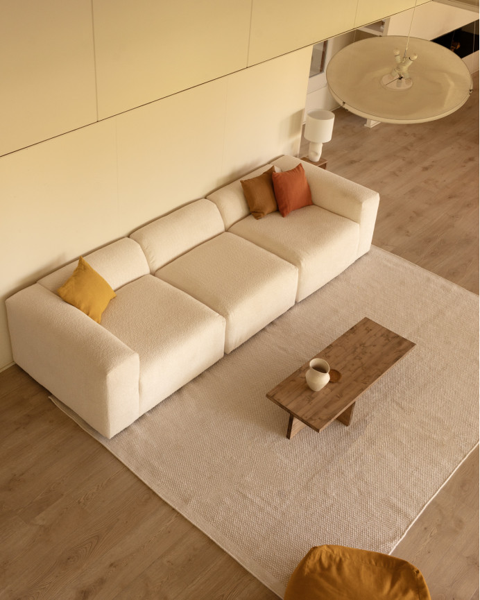 3-teiliges Bouclé-Sofa in Weiß 330x110cm
