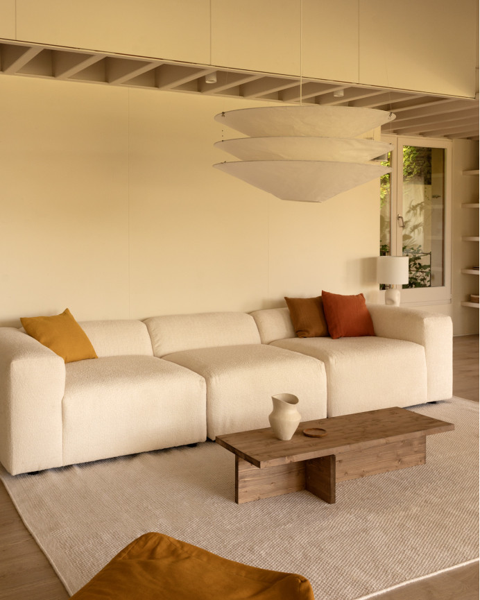 3-teiliges Bouclé-Sofa in Weiß 330x110cm